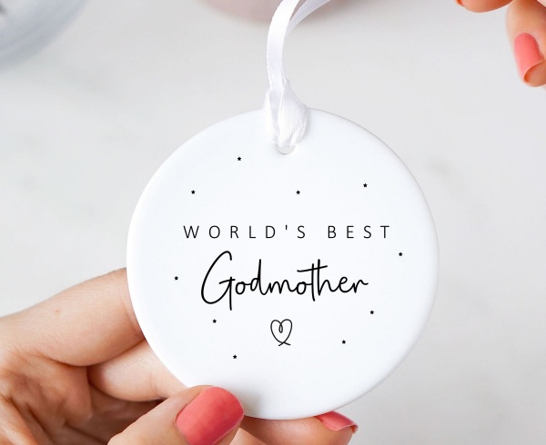 World's Best Godmother Ceramic Keepsake Hanging Ornament